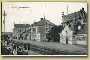 gammelt postkort "Hamar jernbanestation".