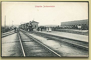 postkort fra Lillestrøm jernbanestasjon.