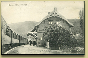 Jernbanepostkort Garnes stasjon.
